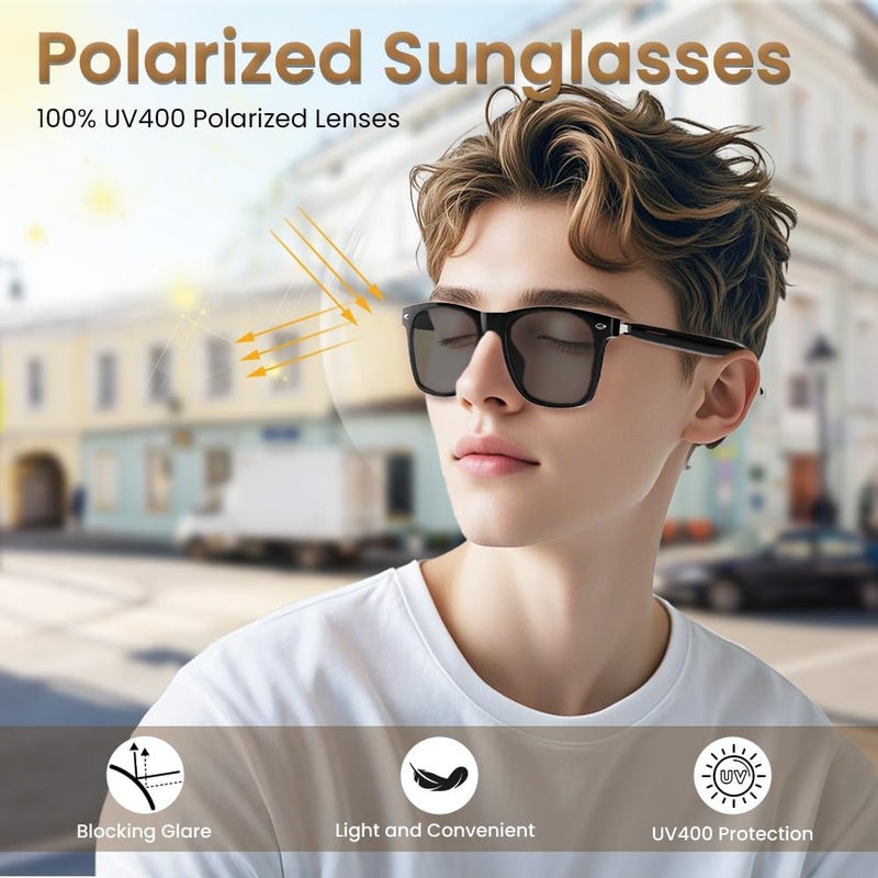 Jacuate Bluetooth Audio Smart Glasses for Women Men,Polarized Bluetooth Sunglasses with Open Ear Speaker,Voice Control, Hands-Free Calls & Built-in Microphone for iPhone Android Music/Work - Image 5